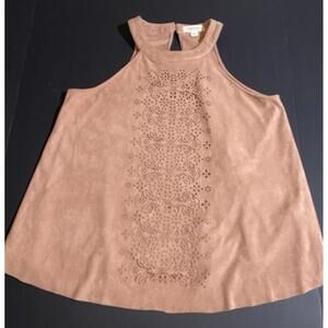 Taylor & Sage Suede Feel Pink Mauve Laser Cut Tank sz Medium